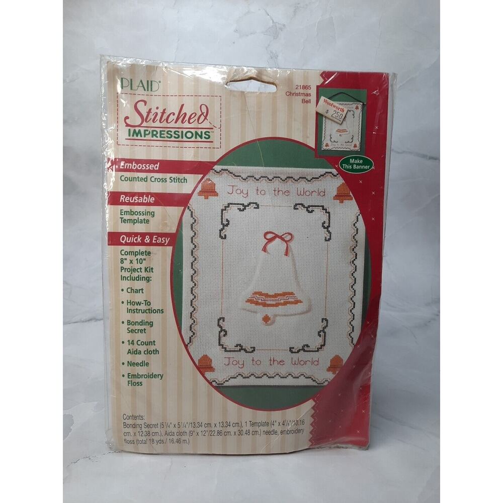 Vintage Plaid Stitched Impressions Counted Cross Stitch Kit 21865 Christmas Bell